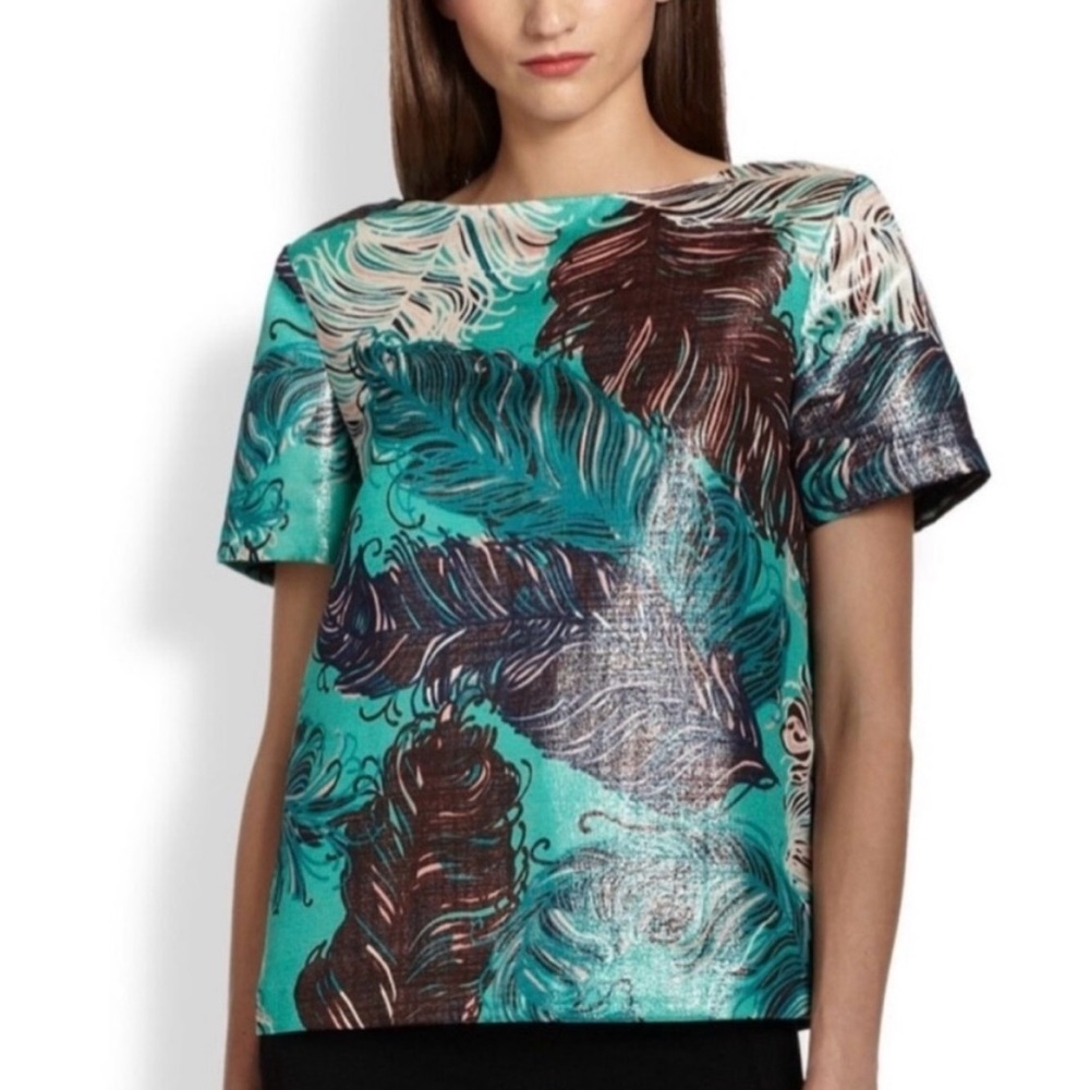 Kate Spade Regal Plumes Boxy Graphic Top